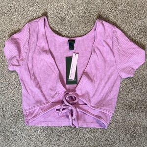 Wild Fable Lavender Tie-Front Crop Top